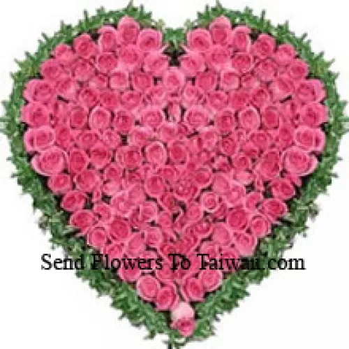 Heart Shaped Arrangement Of 100 Pink Roses