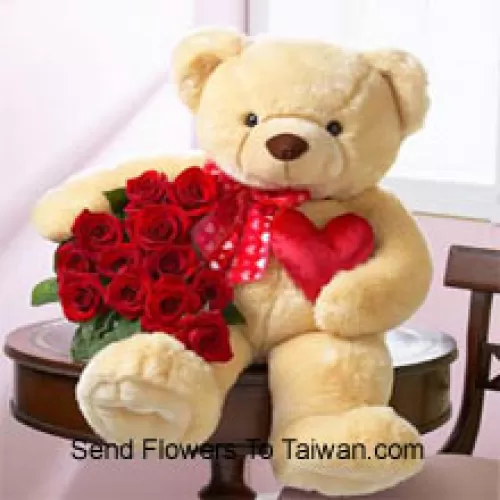 Bunch Of 12 Red Roses With A 28 Inches Tall Teddy Bear (Please Note That We Reserve The Right To Substitute The Teddy Bear With A Teddy Bear Of Equal Value And Size In Case Of Non-Availability Of The Same. Limited Stock. While Substituting The Product We Will Ensure That The Same Exclusivity Is Maintained)